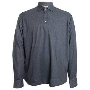 NEW GARNET CLOTHIERS men's long sleeve knit polo in charcoal